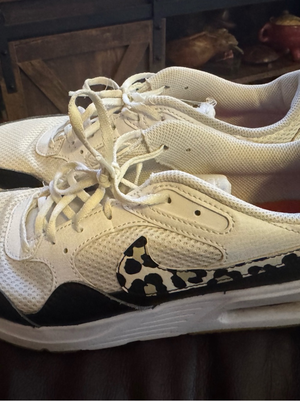 Nike Air White Sneakers with cheetah swoosh